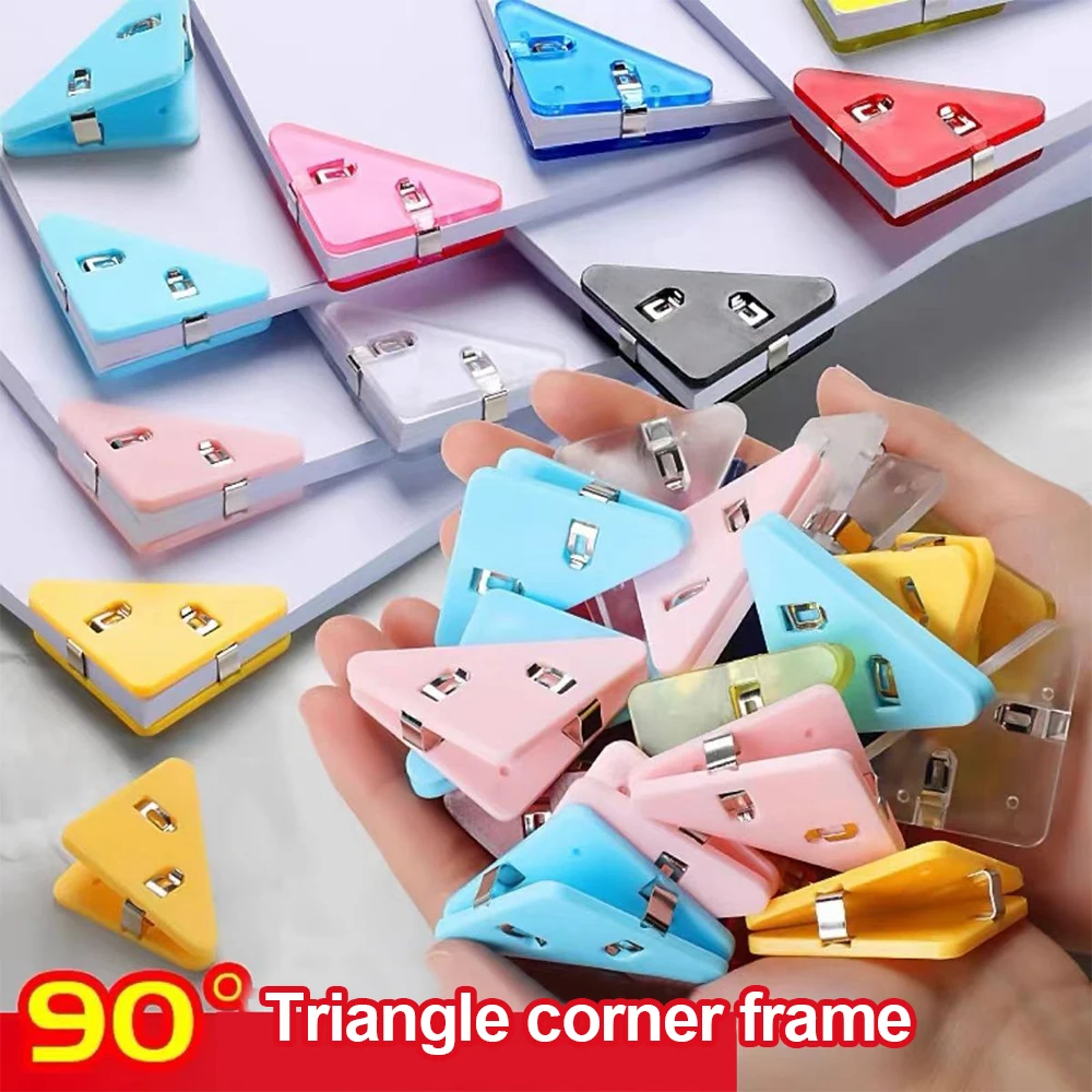 5/15pcs/set Triangle Corner Clips Paper Clip Stationery Transparent Page Holder File Index Photo Clamp School Desk Organizer