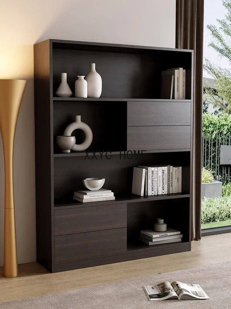High-End Entry Lux Smoky Black Oak Storage Modern Simple Home Living Room Combination Display Locker
