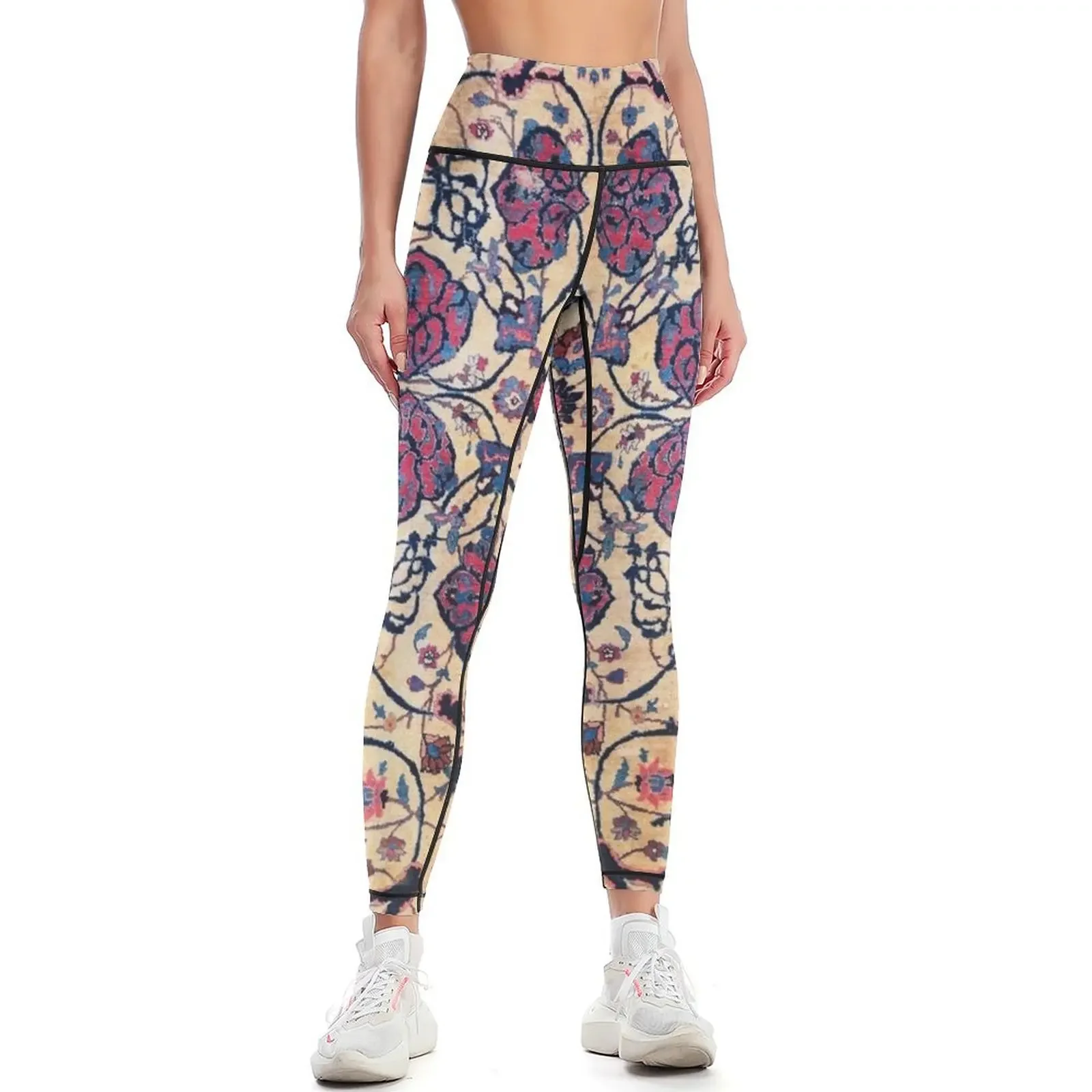 

Khorasan 19th Century Blue Pink Persian Carpet Print Leggings Training pants Women's sports pants for physical Womens Leggings