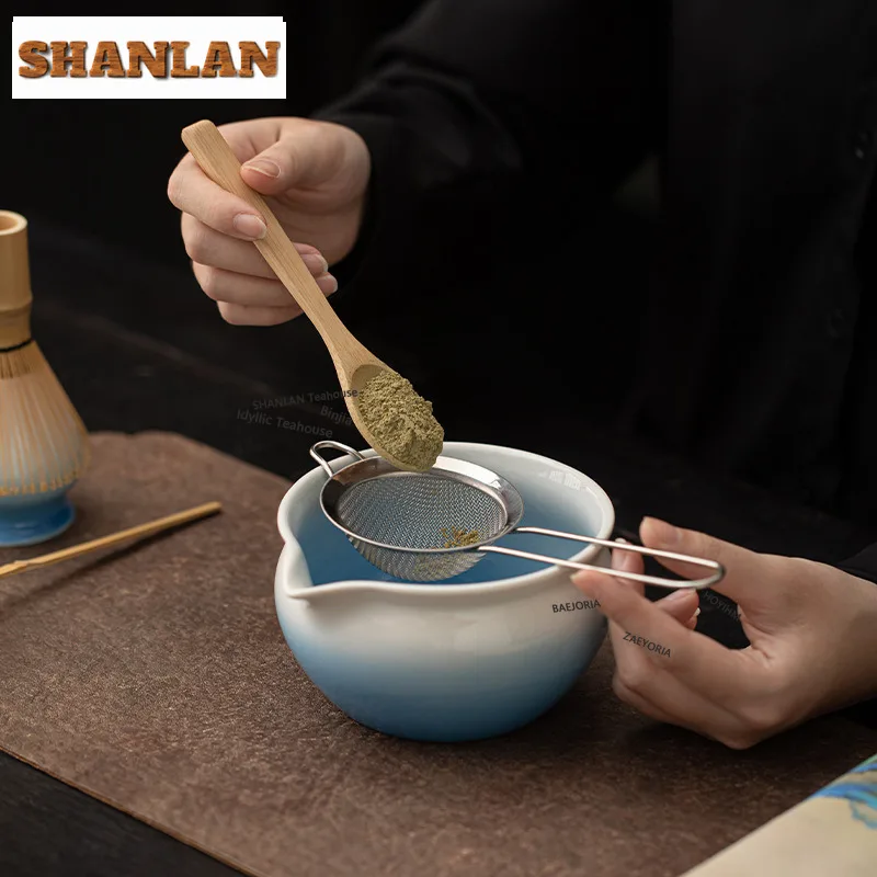 HOYIHM Gradient Ramp Matcha Large Set Of Tea Whisks Standing Bowls Filter Spoons Tea Ceremony Porcelain Tea Set Supplies Gifts