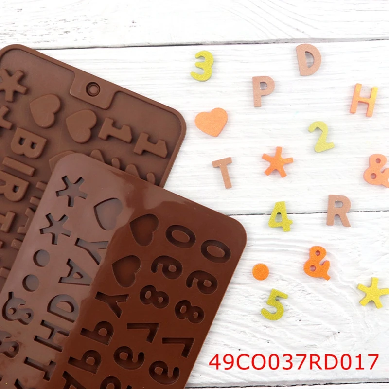 20PCS/LOT ReadStar 49CO038RD017 Numbers & Characters Chocolate Silicone Molds 49 Cavities Happy Birthday Baking Mould DIY