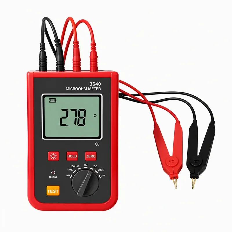 Microhmmeter 1uOhm-200Ohm Clamp Grounding Resistance Tester Transformer Windings Micro Ohmmeter Ground Grid Pole Measurement