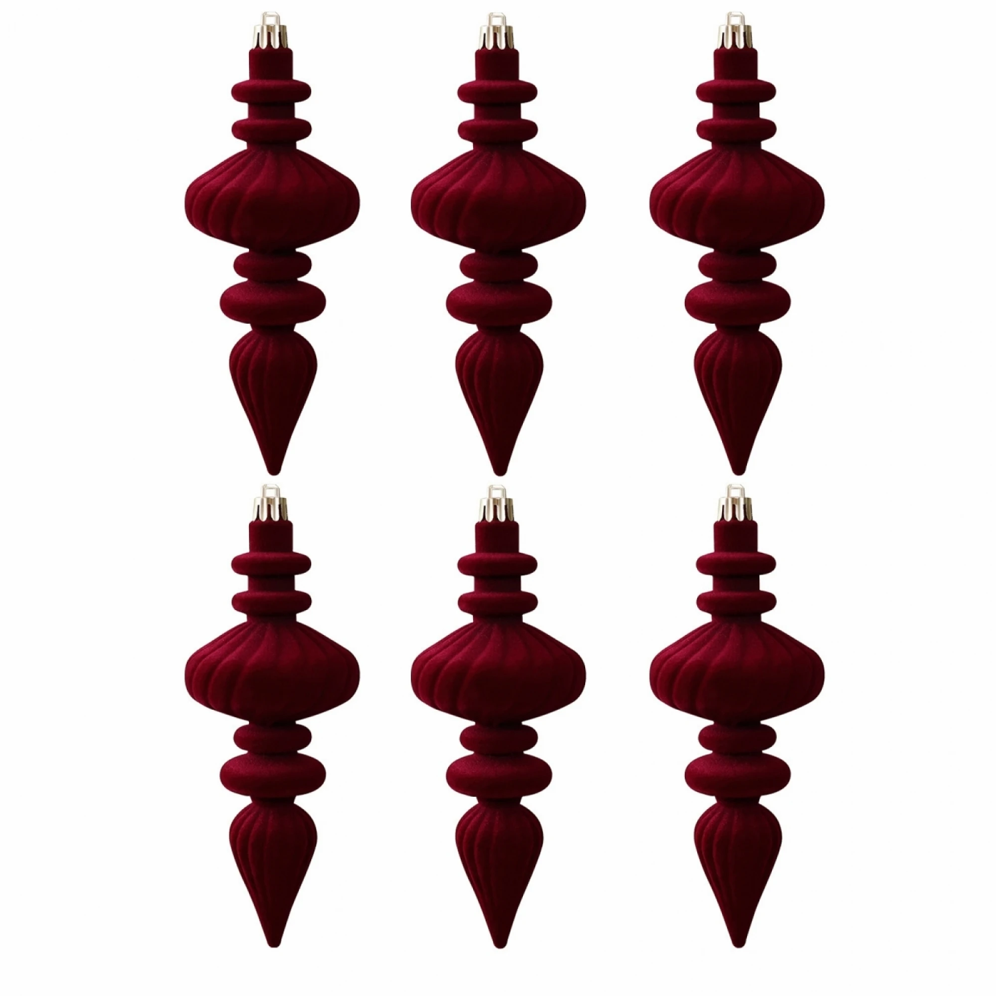 Christmas Tree Ornaments Set Flocked Finial Hanging Decorations for Home