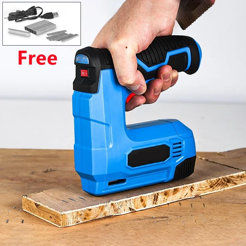 USB Electric Stapler Lithium-ion CordlessNail Gun Staple Gun Nailer Stapler FurnitureTool Wood Frame Multitool Nail Stapler Gun