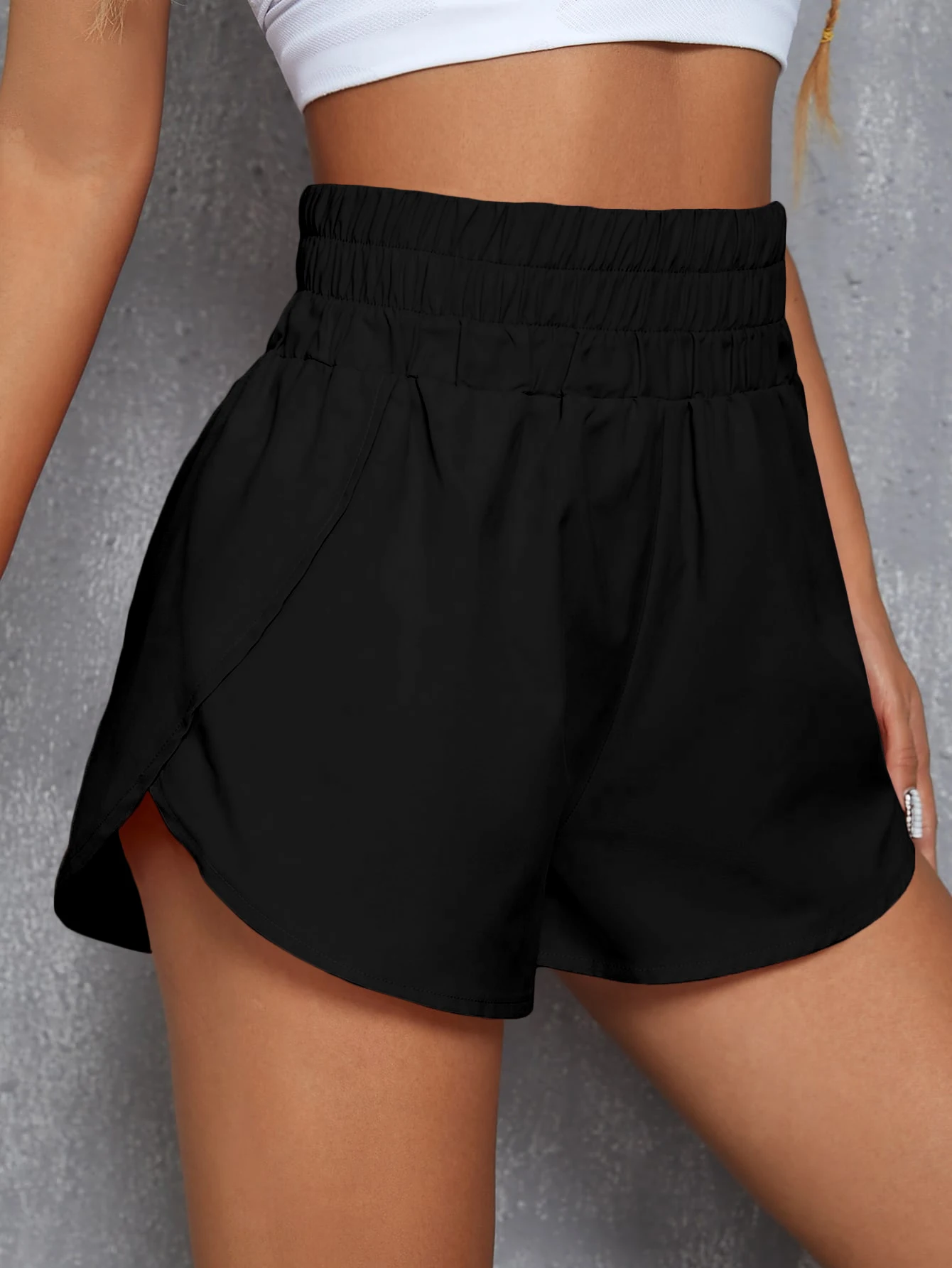 Women Summer Fashion Sports Loose Yoga Shorts Elastic Waist Casual Solid Color Female Comfortable Short Pants