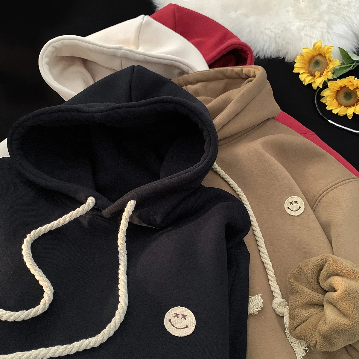 

Мужская толстовка с флисовой подкладкой, теплая, осенне-зимняя, молодежная, для старшеклассников, повседневная, свободного кроя