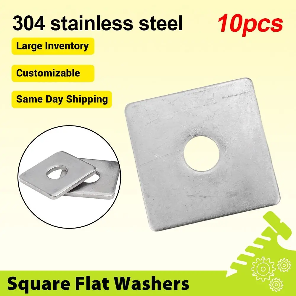 10Pcs M3-M20 Square Plate Washer Square Design Flat Surface Square Flat Washer Corrosion Resistant Rustproof Curtain Wall Washer