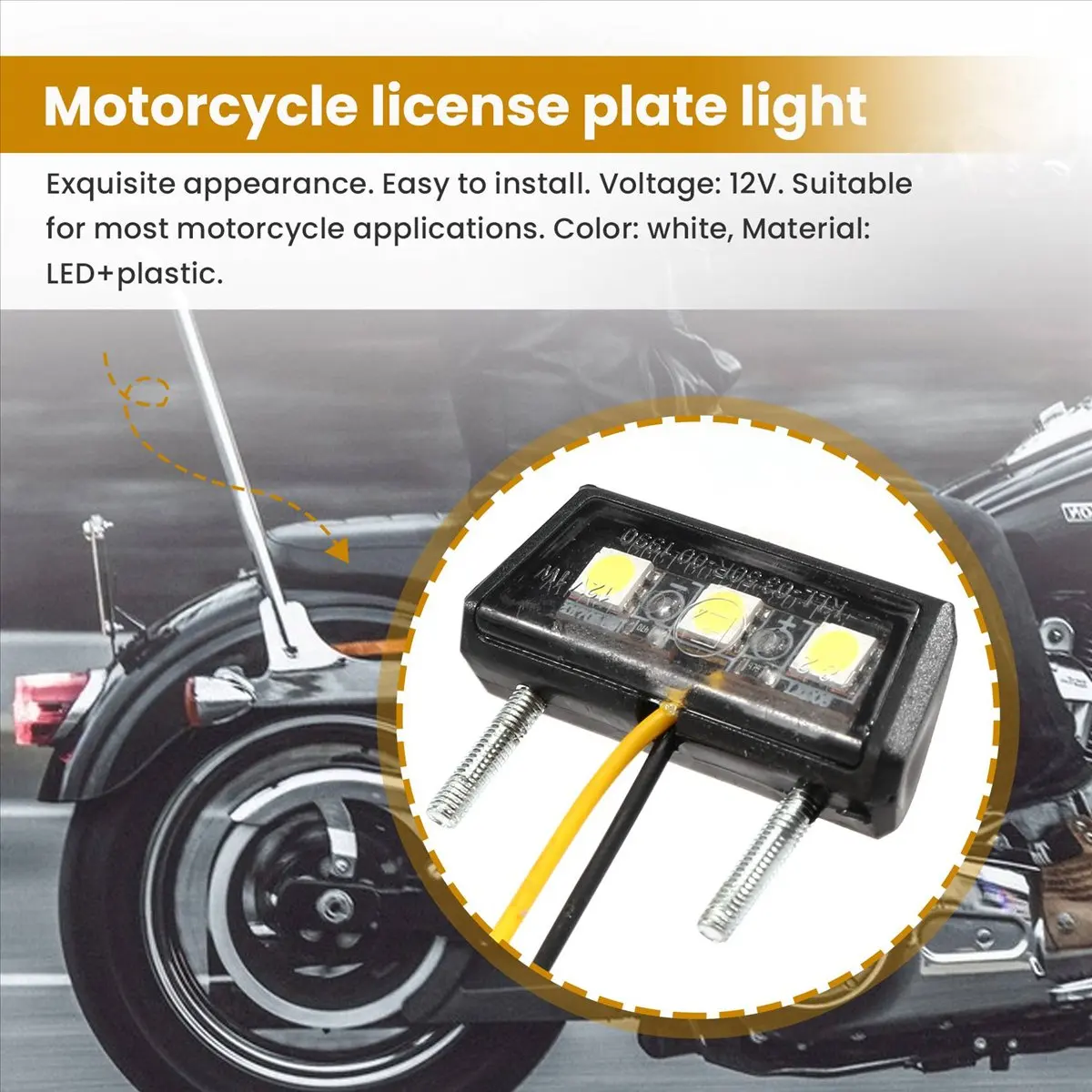 #70Z (White)Motorcycle Decorative Led Taillight License Plate Light White,Automotive Parts & Accessories