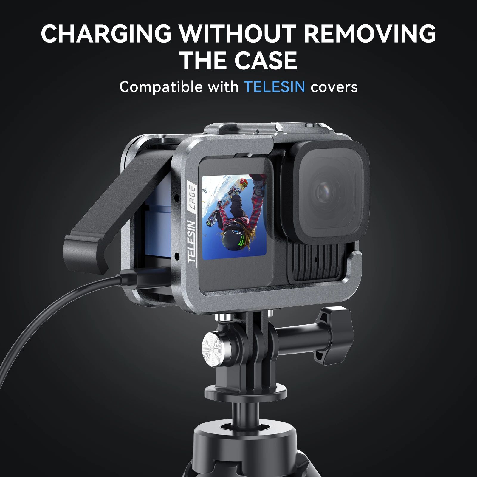 Original TELESIN Aluminium Alloy Frame Case For Gopro Hero 9 10 11 12 13 Vertical shot Low Weight Protective shell - Image 5