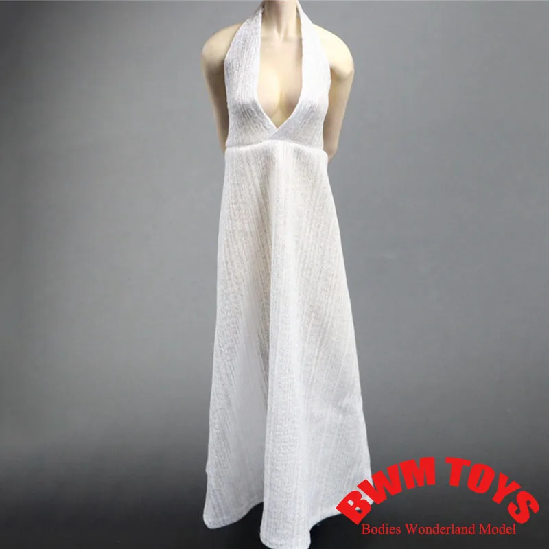 6 цветов, масштаб 1/6, женское элегантное яркое вечернее платье с глубоким V-образным вырезом, длинная юбка, подходит для 12-дюймовой фигурки солдата, тело