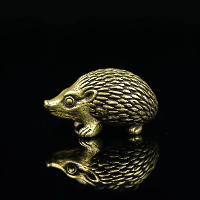 Copper Hedgehog Small Ornaments Solid Brass Antique Animal Sculpture Crafts Desk Tea Table Decoration Home Decor