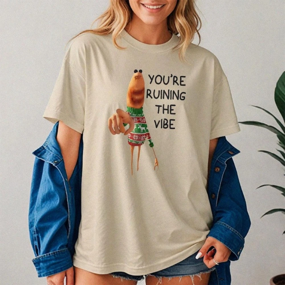

Funny Marcus The Worm You're Ruining The Vibe Christmas Meme T-Shirt Funny Xmas Meme Brain Rot Shirt Men Women Christmas Tee Top