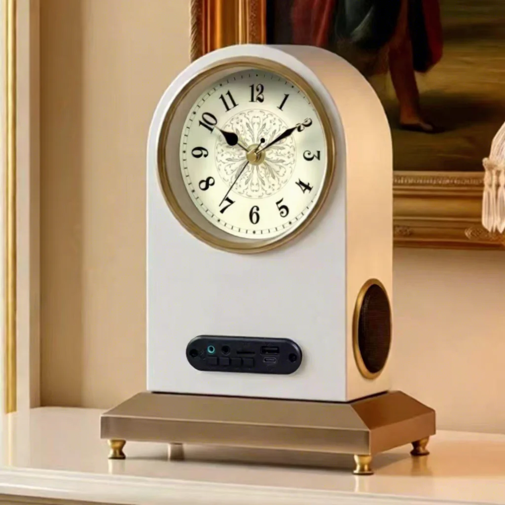 Retro Roman Digital Desk Clock with Bluetooth Speaker and Multifunctional USB Port Suitable for Home and Office Decoration