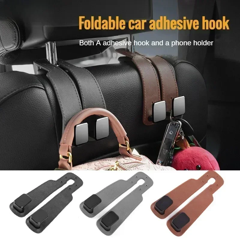 Quality Car Headrest Hook Premium Suede Rear Seat Hanging Dual Hook 20KG Large Load-Bearing Alloy Hook Hanger Universal