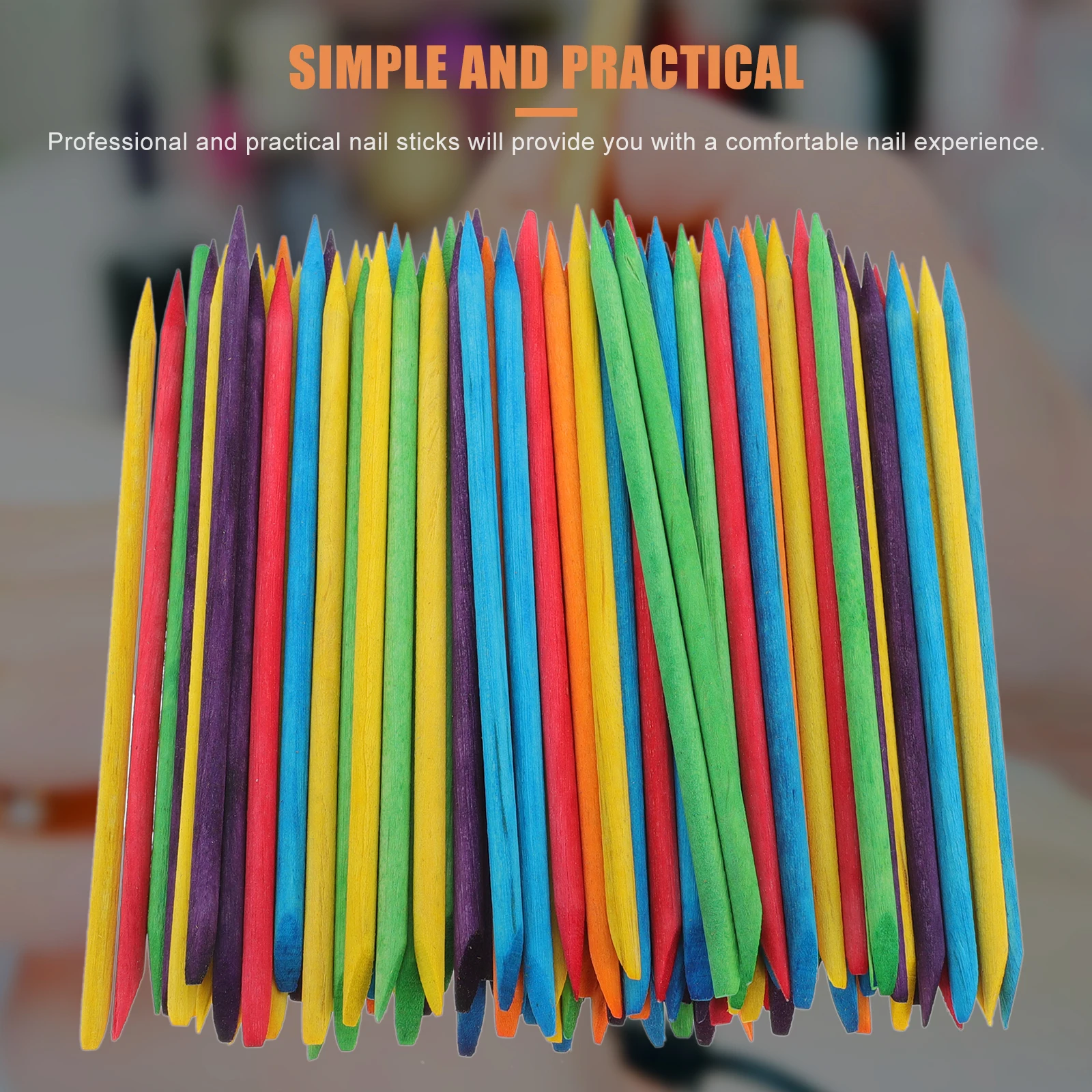 

2Packs Nail Art Rod Natural Wood Cuticle Remover Practical Manicure Tool Dead Skin Pusher Nail Cleaning Rod Manicure Accessory