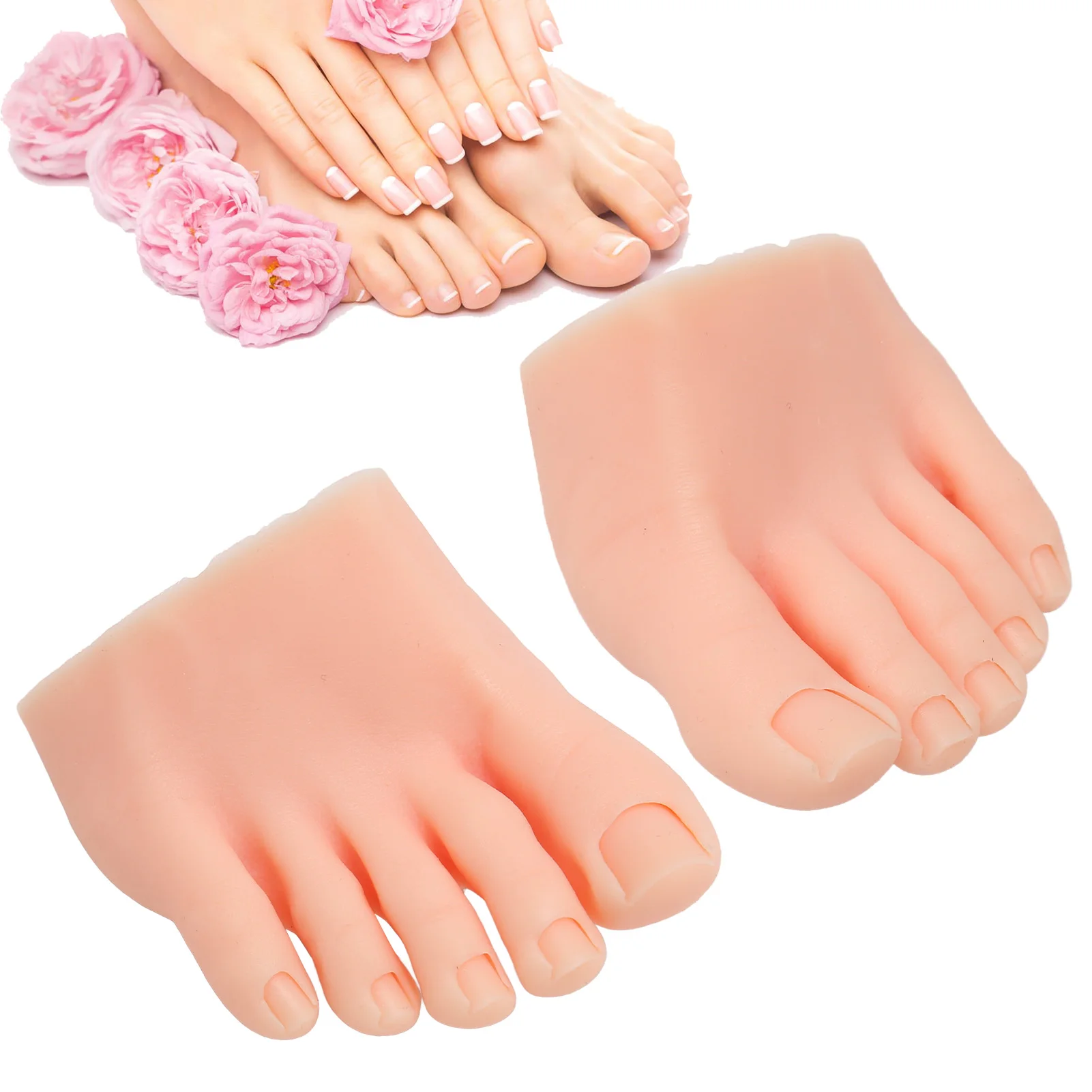 Tattoo Practice Foot Model Nails Art Training Display Fake Half Foot Model Light Skin Color Tattoo Practice Silicone Foot Model