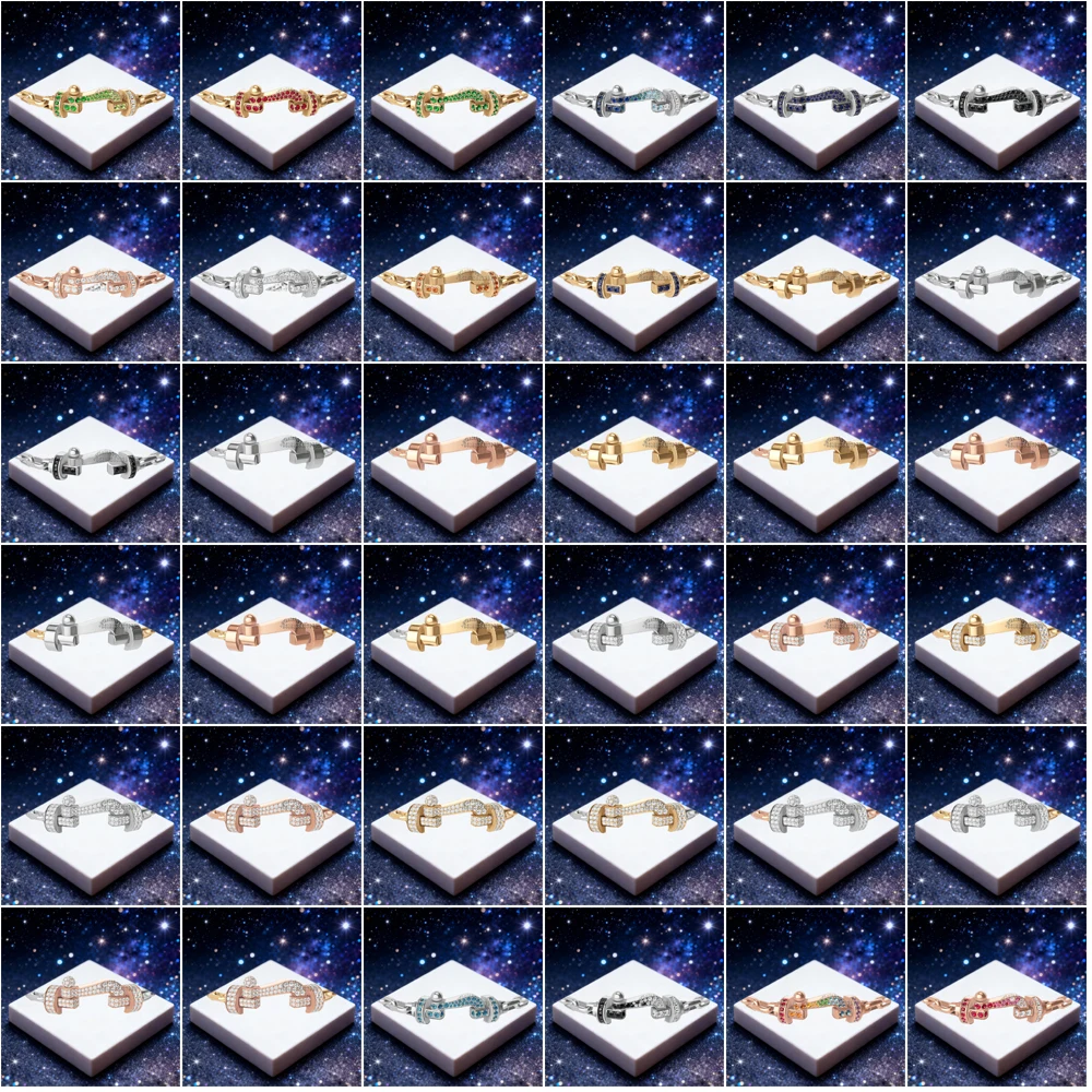 

KUXM New 925 Silver Large Size U-Shaped Chain Buckle Bracelet female Suitable Daily Wear Party Gifts Luxurious Couple Jewelry