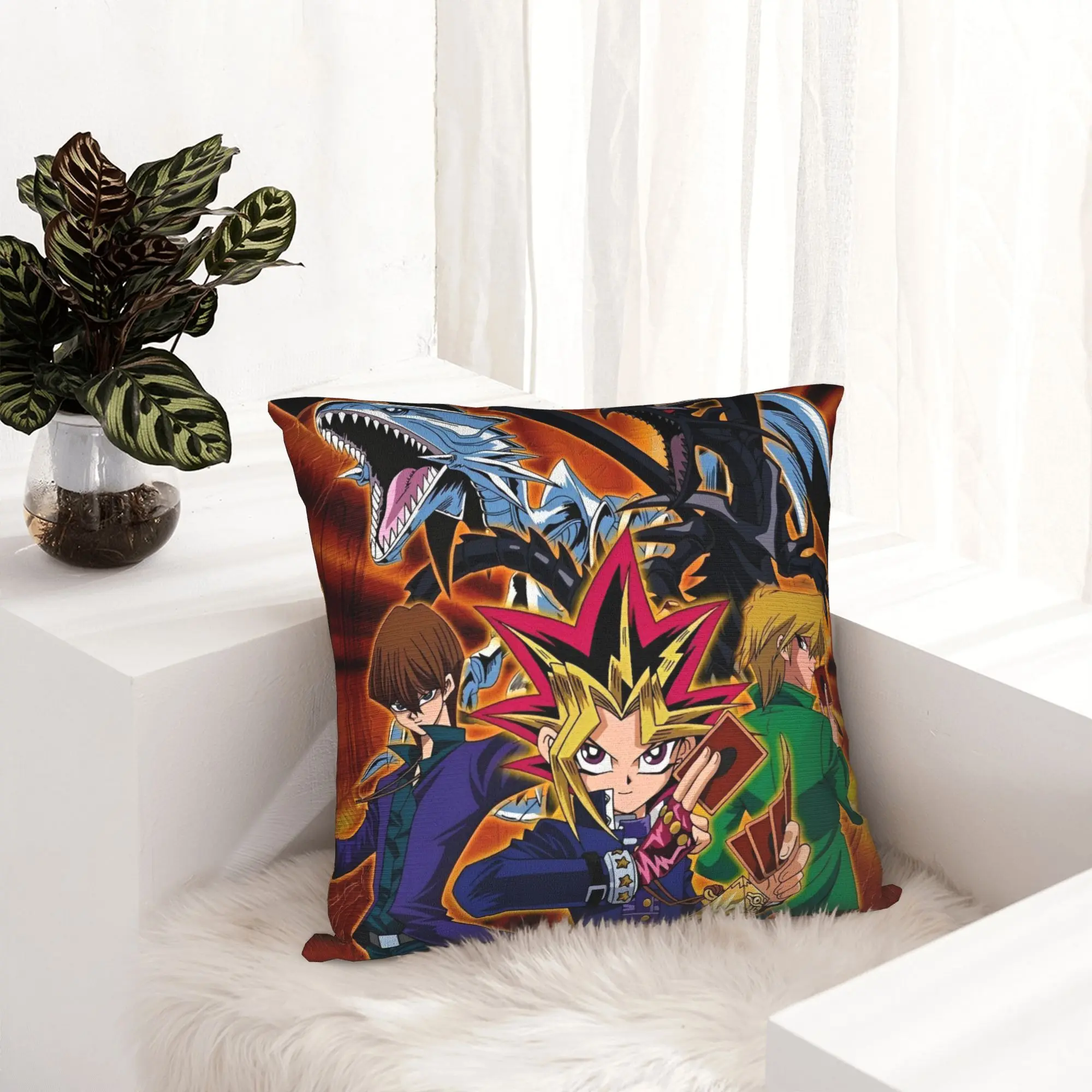 Anime Yu Gi Oh Card  Pillowcase Printing Polyester Cushion Cover Decoration  Throw Pillow Case Cover Home Zippered 40X40cm