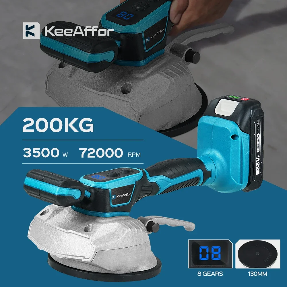 

KEEAFFOR 3500W 8 Gear Tiles Tiling Machine Tile Vibrator Suction Cup 200KG Adjustable Floor Vibrator Tool For Makita 18v Battery