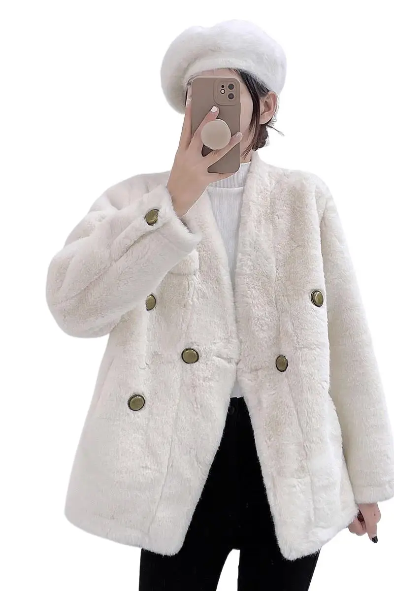 2025 ملابس نسائية معطف فرو المنك فو شتاء جديد 1116