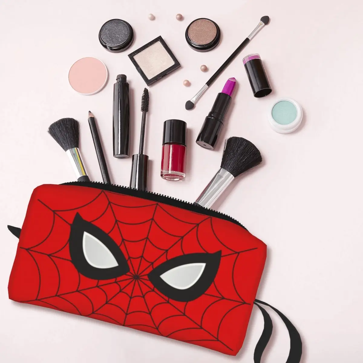 Bolsa de aseo personalizada clásica Red Spider Web para mujer, organizador de maquillaje cosmético, almacenamiento de belleza para mujer, caja de Kit Dopp