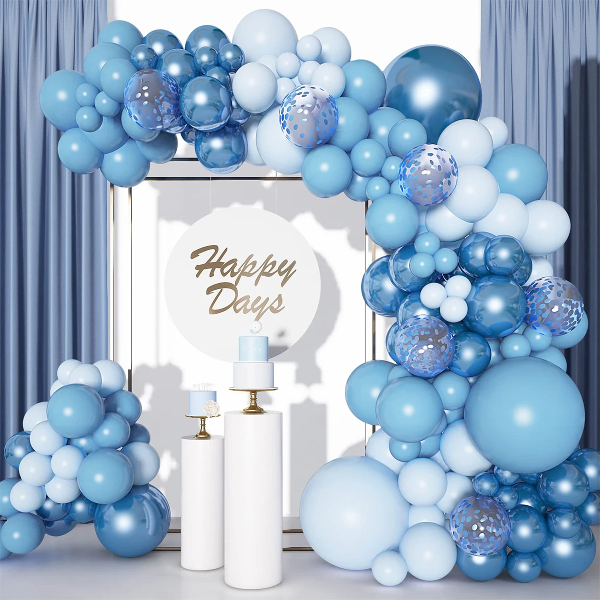 Blue Balloon Garland Arch Kit Baby Shower Boy Kids Birthday Ballon 1st One Year Birthday Wedding Party Decoration Latex Baloon