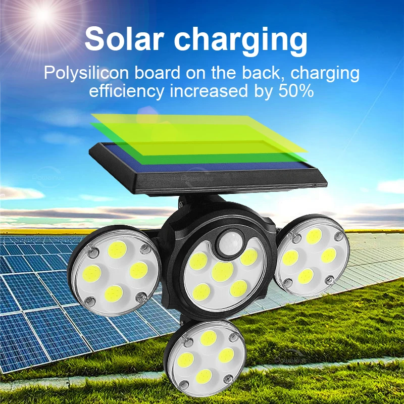 Outdoor Solar Garden Lights Ground Wall Lamp Rotatable LED Light Sesnor Movement IP65 Waterproof External Solar Lamp For Patio