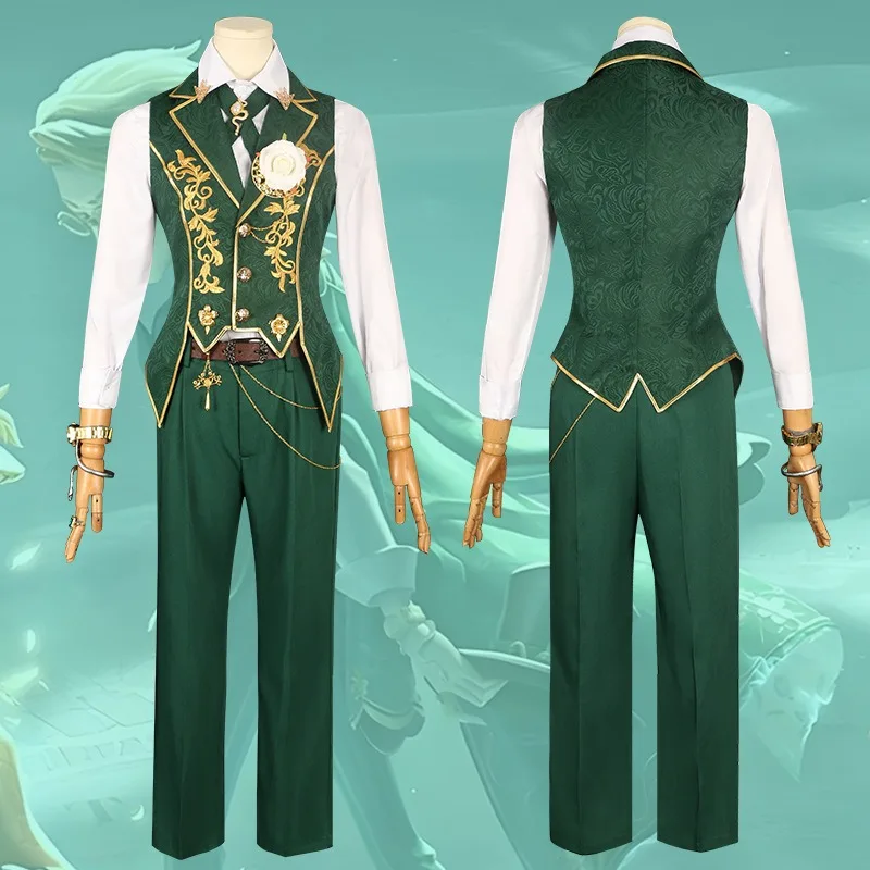 لعبة الهوية الخامس الفن تاجر "الليل" تأثيري حلي معطف أخضر سترة السراويل اكسسوارات مجموعة كاملة للرجال النساء هالوين لعب الأدوار