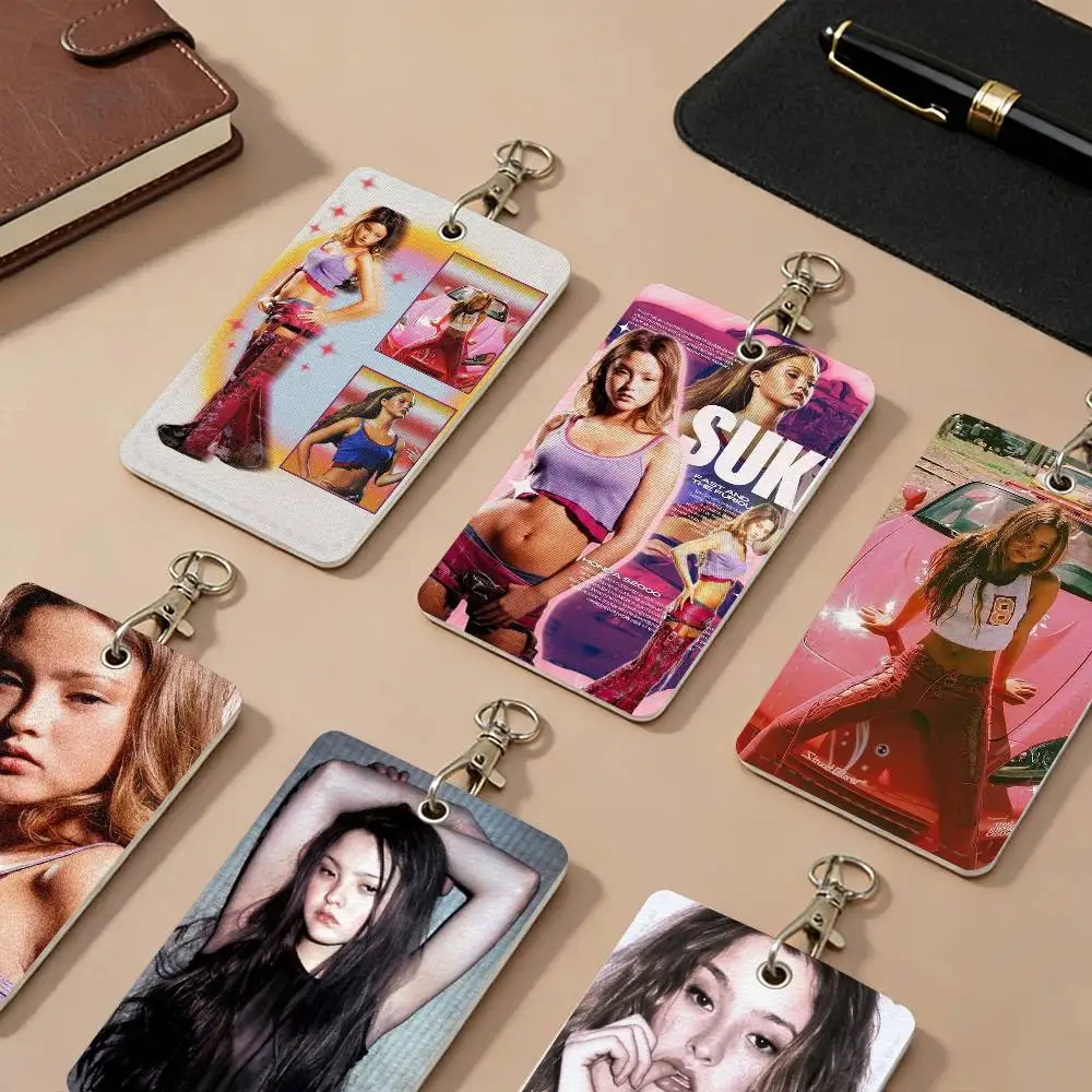 Model D-Devon A-Aoki Actor PU Leather Card Holders Anti-lost Student ID Protective Cover Cases Campus Access Cards Key Chain