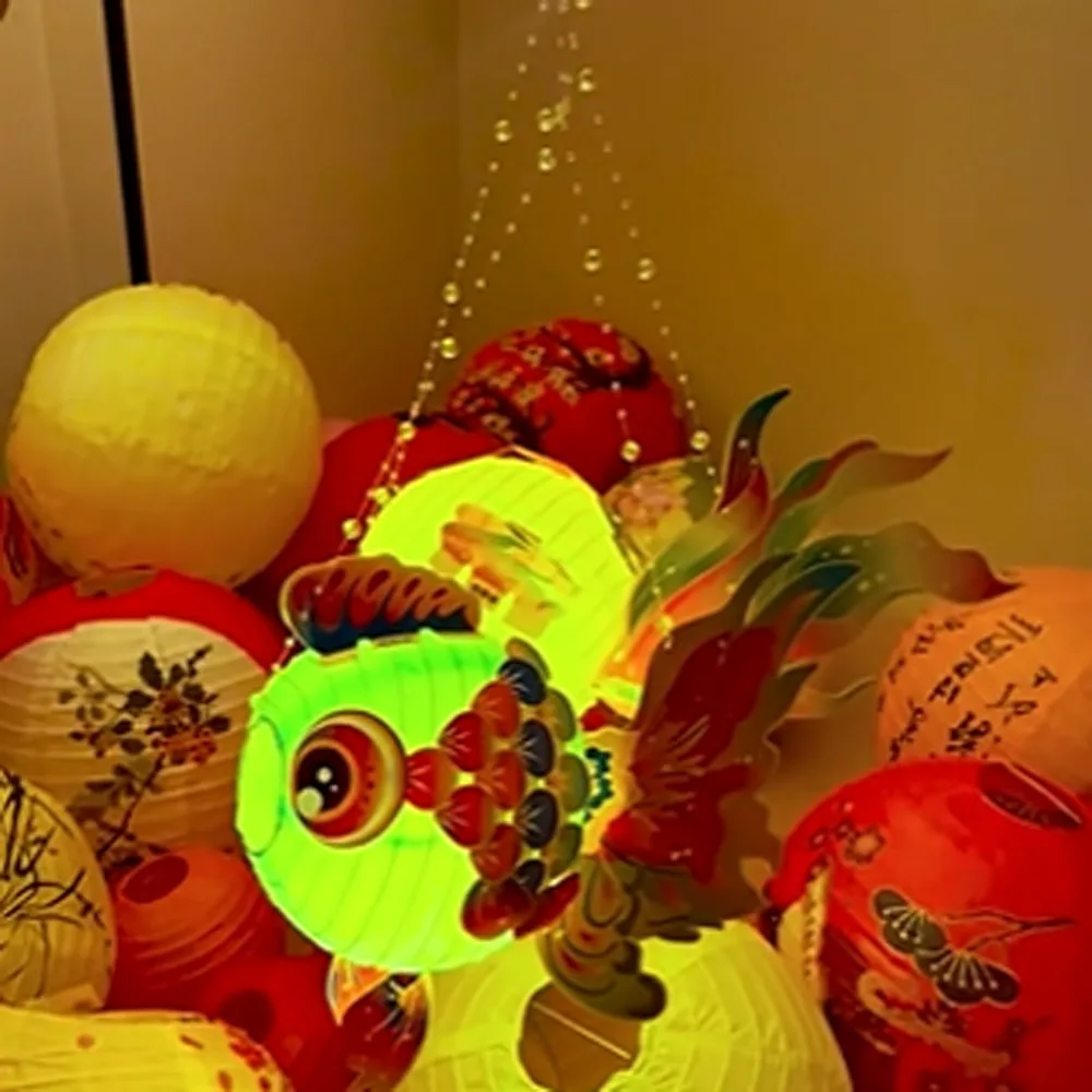 

Fish-Shaped Mid-Autumn Festival Fish Lantern Material Package Handmade Handheld Fish Lantern Good Luck with Led Light