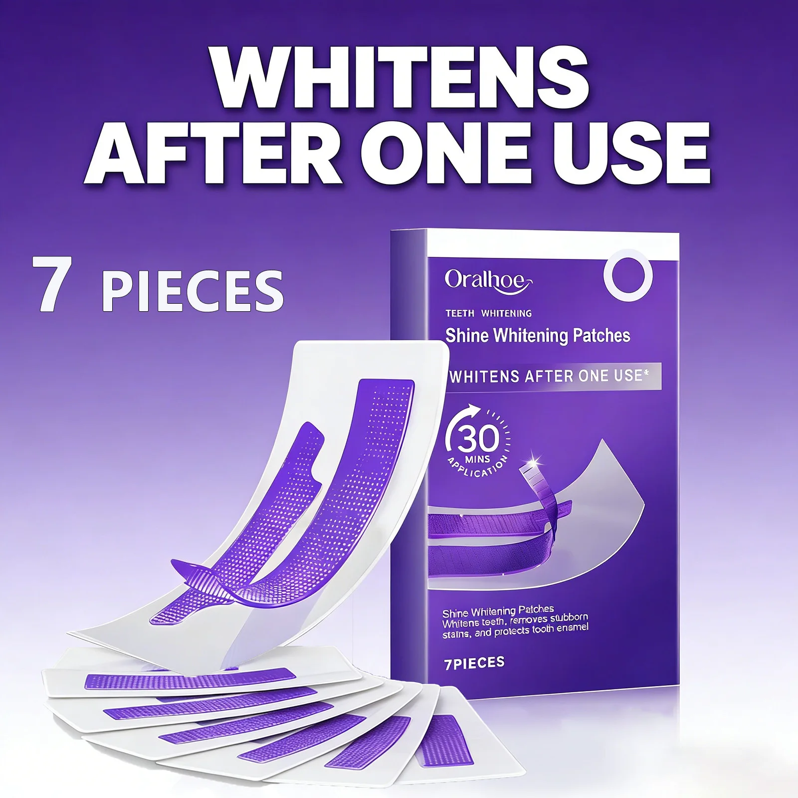 Purple Teeth Whitening Strips – Remove Plaque & Stain, Brighten Tooth & Freshen Breath Oral Hygiene Bleaching Dental Care Tools