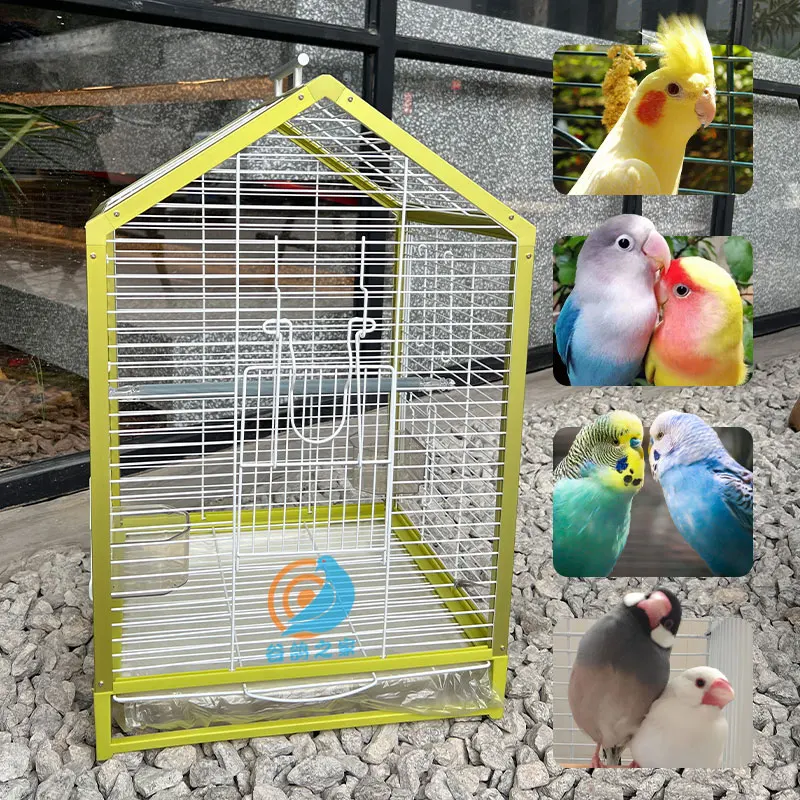 Small Bird Cage for Cockatiels Lovebirds Horizontal Thread Home Aviary with Breeding Box Luxury Canary Parrot House with Tray