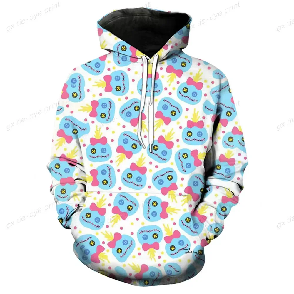 2024 Disney Hoodie Fashion Stitch Angel Monster Pocket Sweatshirt Pullover Cute hoodies girls Women\'s Sweatshirt Cartoon Top y2k