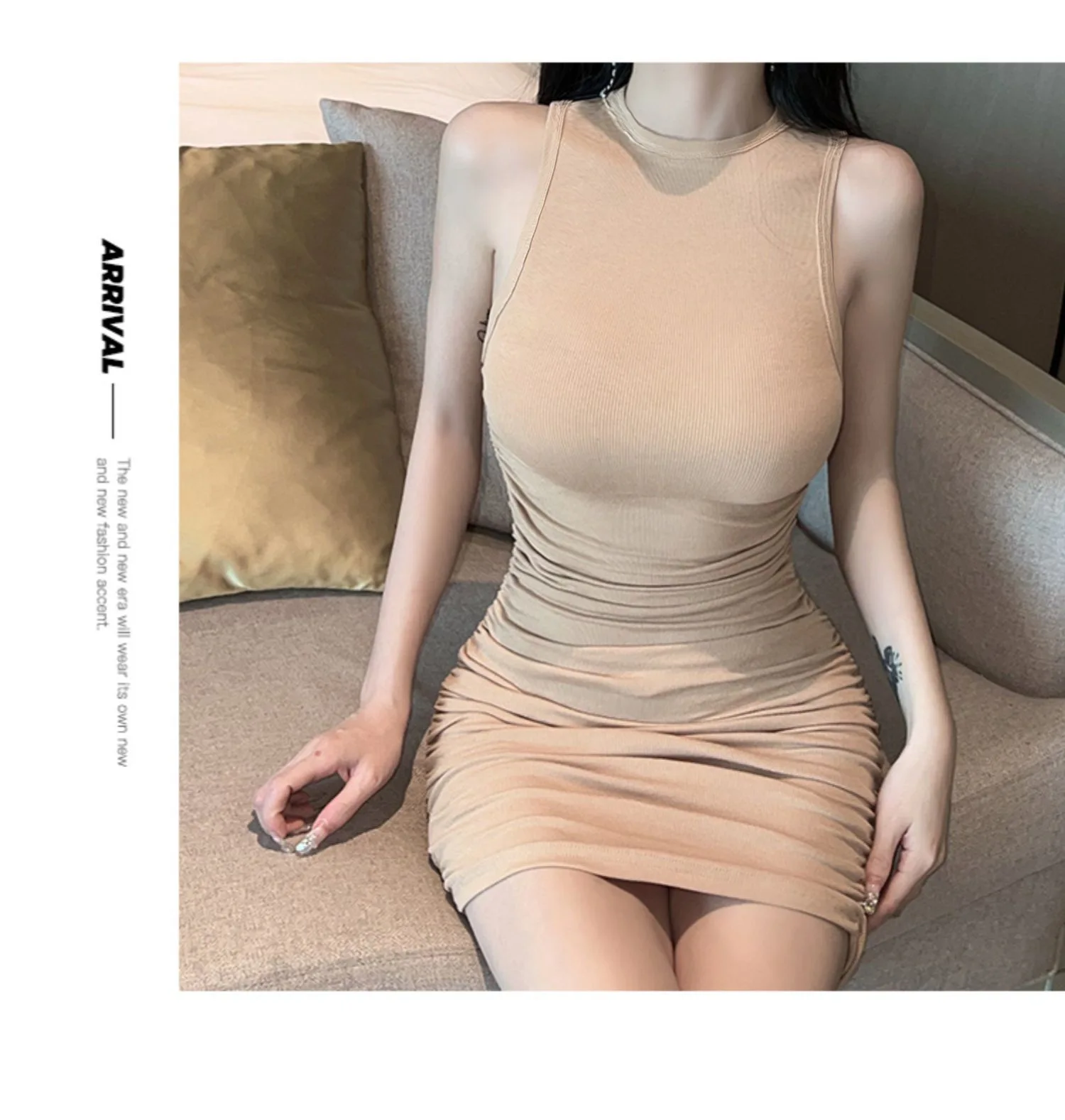 Summer Y2K Skinny Dress For Women 2024 Sexy coreano Fashion Clothes senza maniche Slim Black Prom Bodycon Mini Pink Dresses Woman