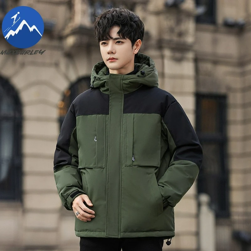 Maxbarley Men Down Jacket Casual Hooded Outdoor Climbing Windproof Warm Parka High Quality White Duck Down Thickened Filler Down