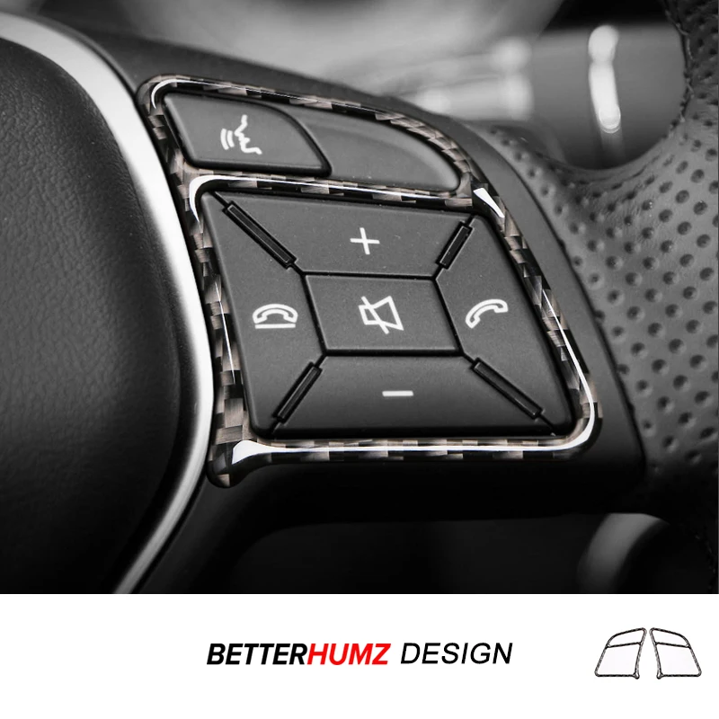 لمرسيدس W176 W204 W212 A B C E G M Class CLA CLS SL GL ألياف الكربون عجلة توجيه سيارة زر الكسوة ملصق الجسم الملحقات