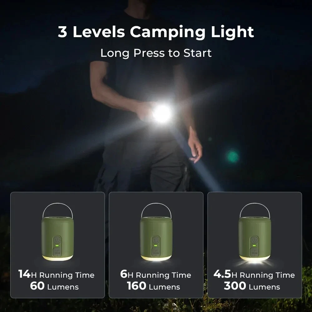 WESTTUNE Portable Electric Air Pump with Camping Lantern 4