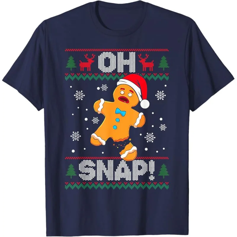 Oh Snap Gingerbread Man Cookie Natale Divertente brutto maglione T-shirt