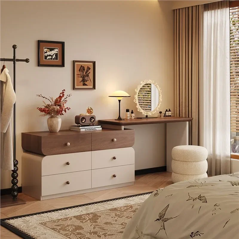 Solid Wood Painted Dresser New Chinese Style Master Bedroom Medieval Cream Corner Makeup Table End of Bed Storage Chest