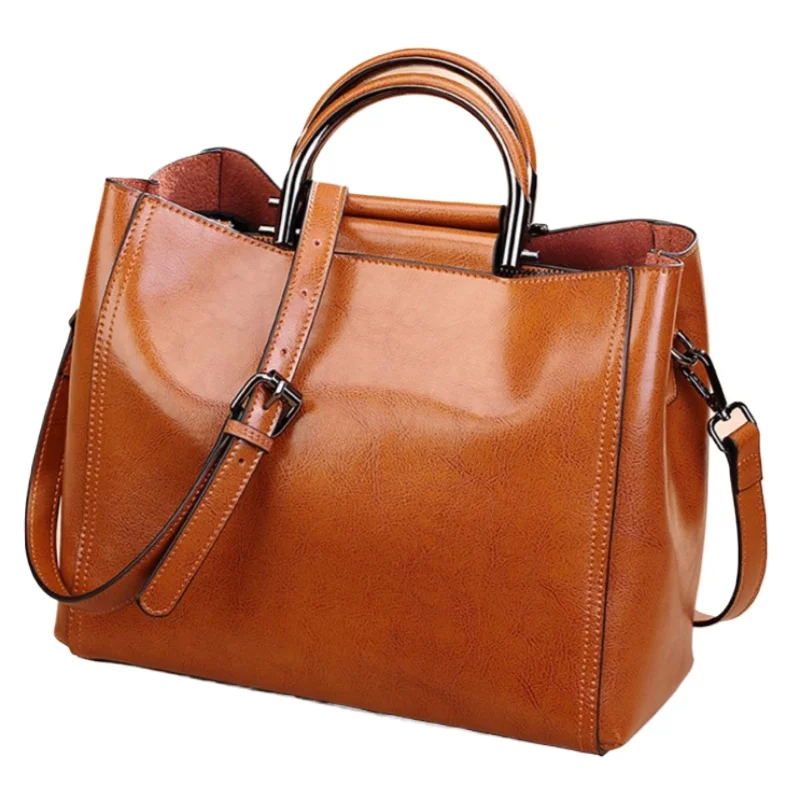 Minimalist Large Capacity Shoulder Bag for Women Soft Genuine Leather Adjustable Convertible Strap Luxury Handbag Fashion