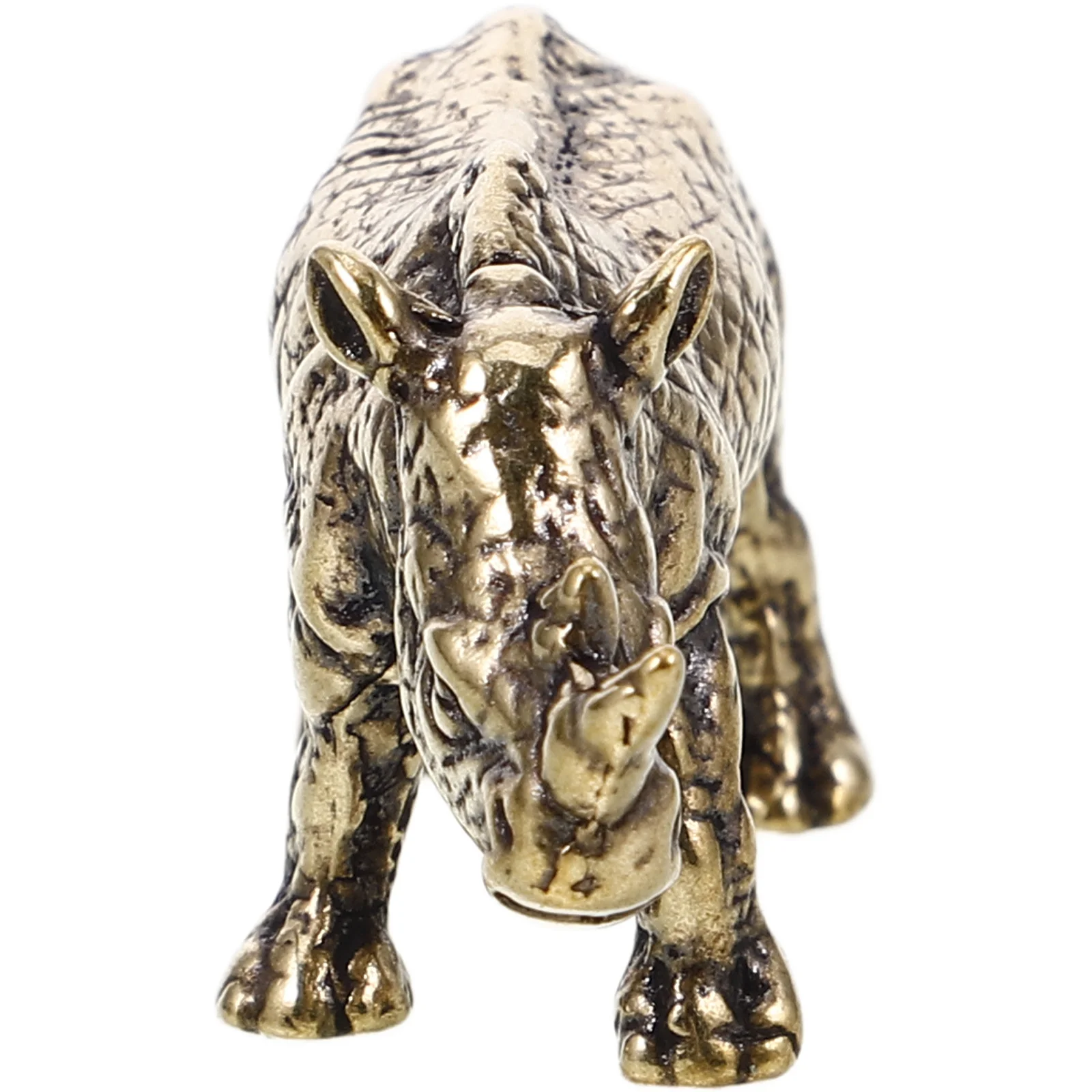

Brass Vintage Rhinoceros Small Mini Desktop Decoration Lifelike Animal Statue Stable Brass Rhinoceros Small Desktop Decor