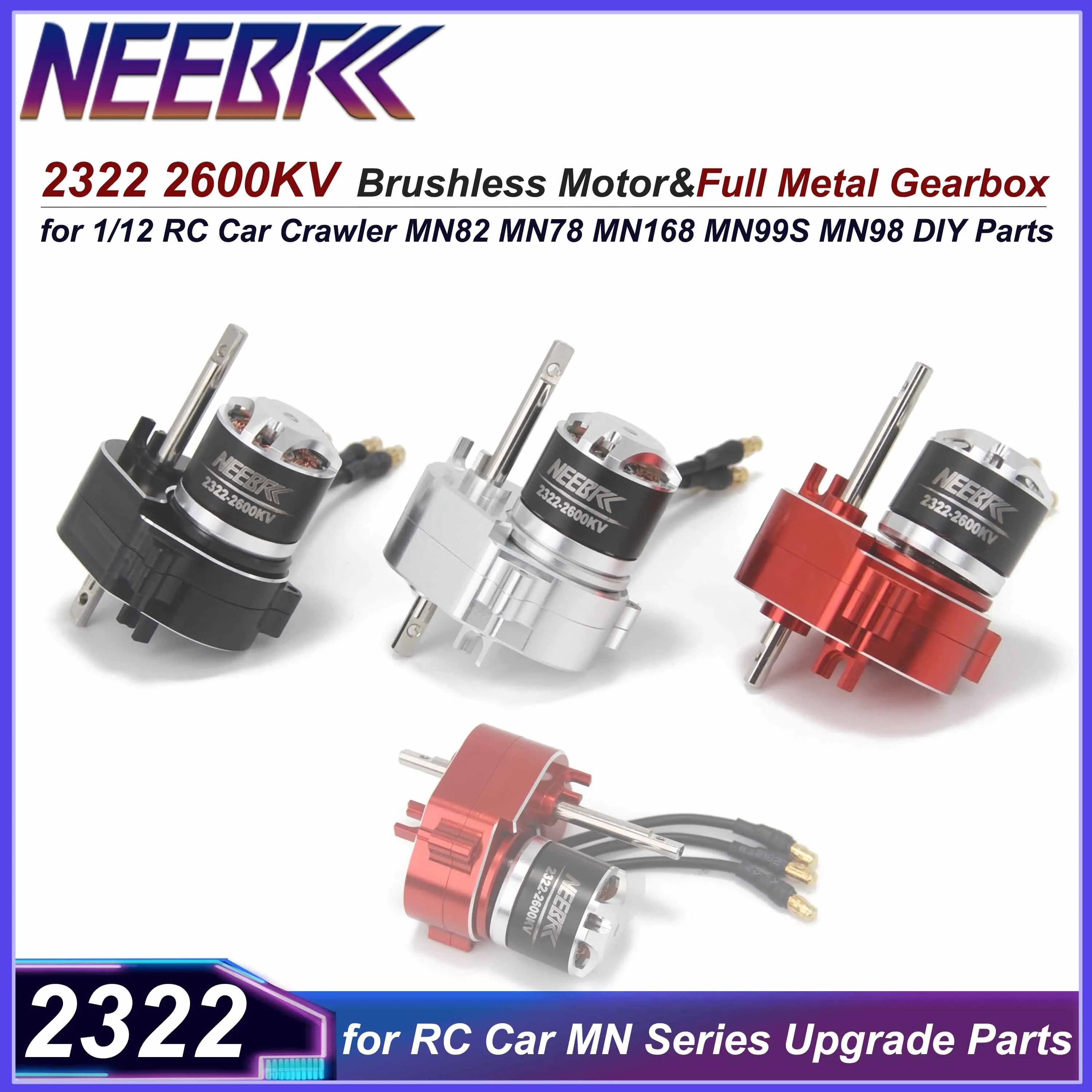 มอเตอร์ไร้แปรงถ่าน NEEBRC 2322 2600KV พร้อมเกียร์โลหะเต็มรูปแบบ สำหรับรถบังคับวิทยุ รถครอว์เลอร์ รถบรรทุก MN82 MN78 MN168 MN99 MN98 อะไหล่ DIY