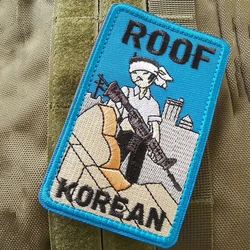 Roof Korean Hook and Loop Embroidery Patches Badges Emblem 10*6.3cm Accessory  Souvenir Use For Bags Jacket