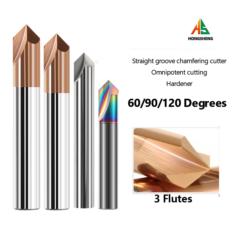 V Shape Countersink Milling Cutter 3mm 6mm 8mm 60 90 120 Degree Carbide Chamfer Deburring Edge Aluminum Plastic Wood DIY Tool