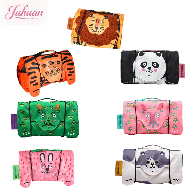 Cute Cartoon Portable 4-in-1 Large Capacity Cosmetic Bags Set Removable Travel Storage Pouch for Women's Makeup and Toiletries