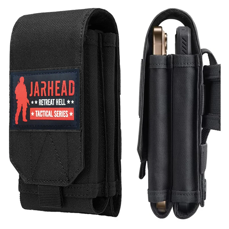 Molle Doppelschichtige Handytasche Taktische EDC-Tasche Powerbank-Tasche Hüftzubehör-Pack Outdoor-Wandern Mobiltelefon-Tasche