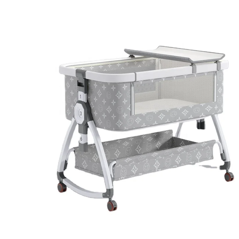 

Own Brand Bedside Swing Baby Cradle Crib Sleeper Multifunction Baby Cot Bed Crib Foldable Aluminum Alloy for Baby Metal Modern