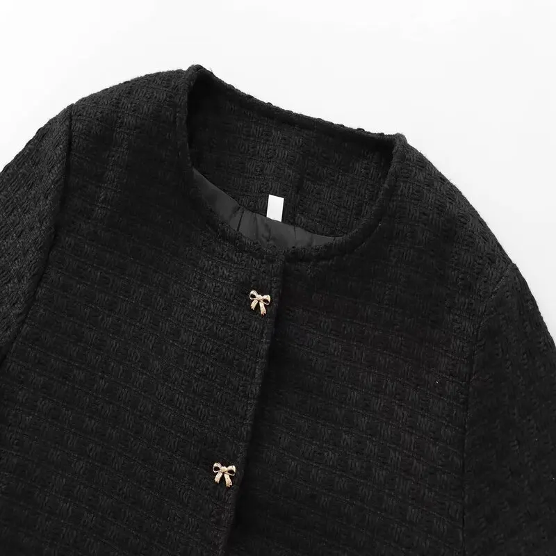 

Autumn Winter New Arrival Women's Texture Coat with Knot Design Versatile Straight Cut ort Outerwear