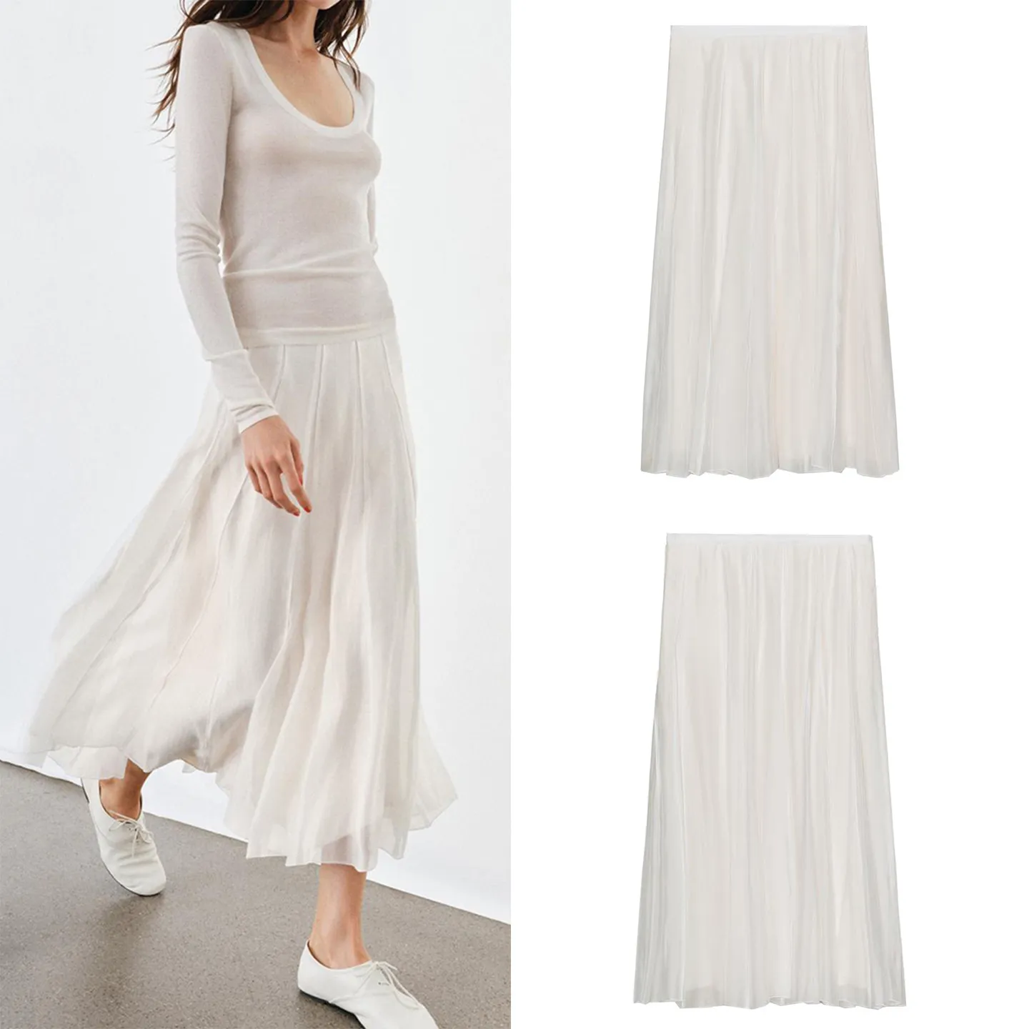 

Модная юбка миди 2026 года, весенняя коллекция, женская премиум-одежда, юбка с драпировкой и вставками на средней талии, элегантный стиль