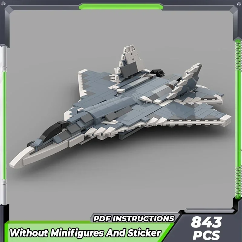 Moc Building Bricks Military Weapon Model Su-57 Fighter Jet Technology Modular Blocks Gifts Toys For Children DIY Sets Assembly